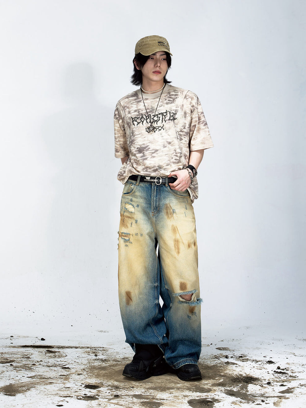 Mud Dyed Vintage Distressed Jeans