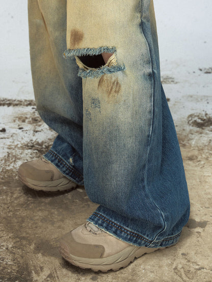 Mud Dyed Vintage Distressed Jeans